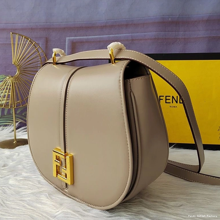 Vintage HOT Grey Fendi Calf In Medium Bag C'mon Leather 0803